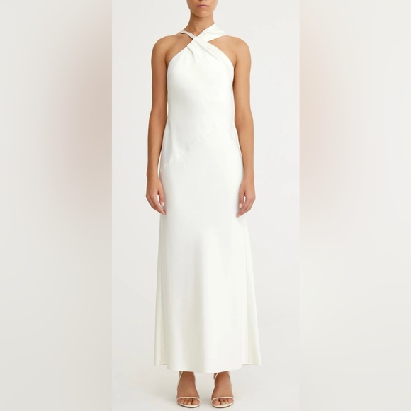 NWOT Significant Other Lucile Draped Maxi Dress in Bone Ivory White sz 12 - Picture 1 of 8